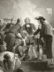 Guillermo III de Orange desembarcando en Brixham con su ejército holandés el 5 de noviembre de 1688, de 